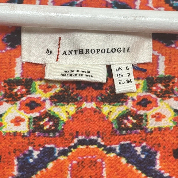 Anthropologie Floral Abstract Maxi Dress in Red Motif V Neck Boho Womens Size 2 - Picture 6 of 16